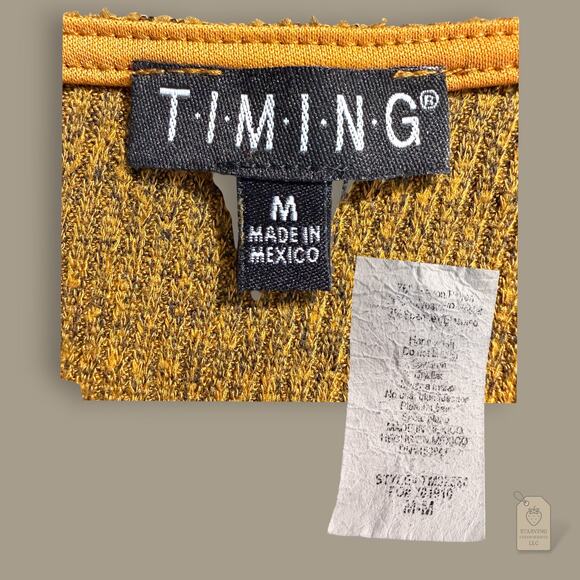 Timing Mustard Ribbed Wrap Deep V Sweater Top Medium - Picture 5 of 5